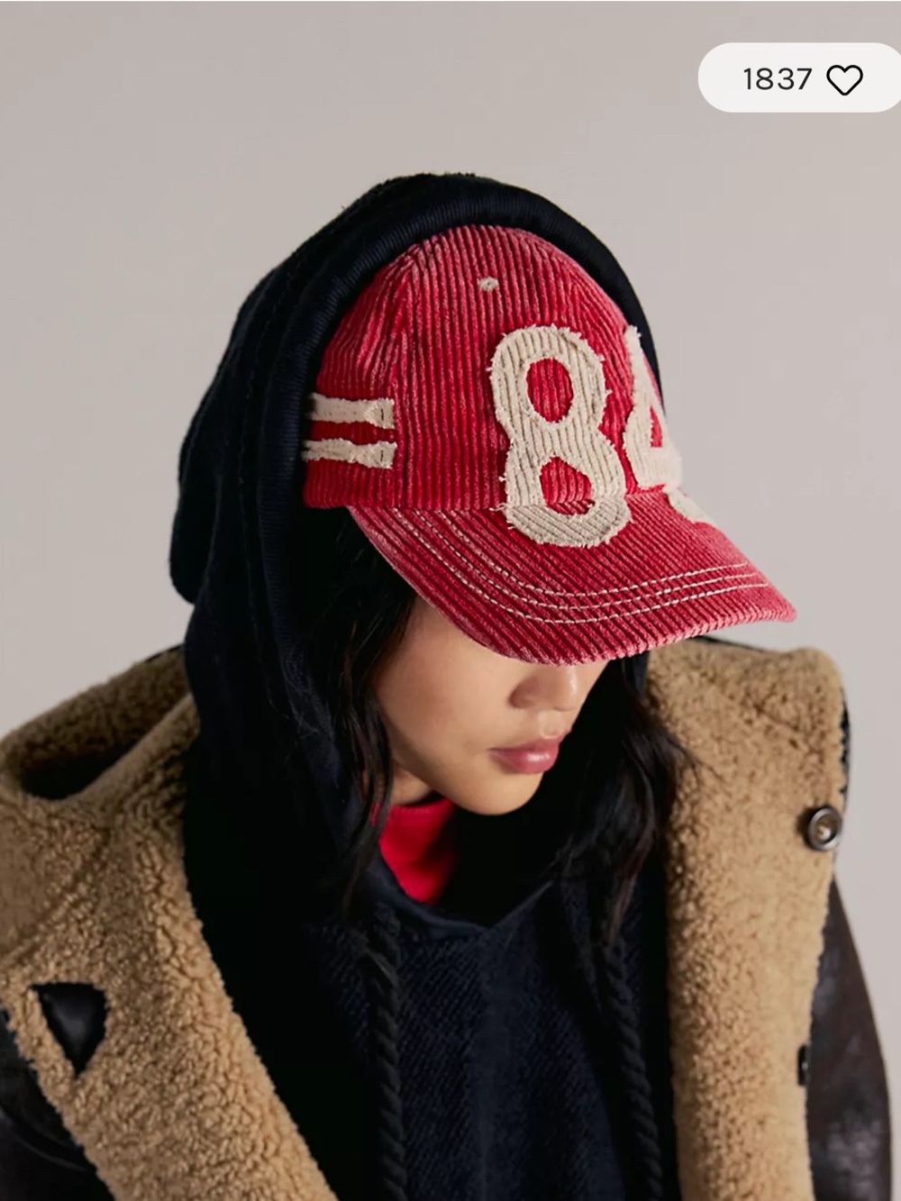 Free People Red Corduroy '84' Baseball Cap